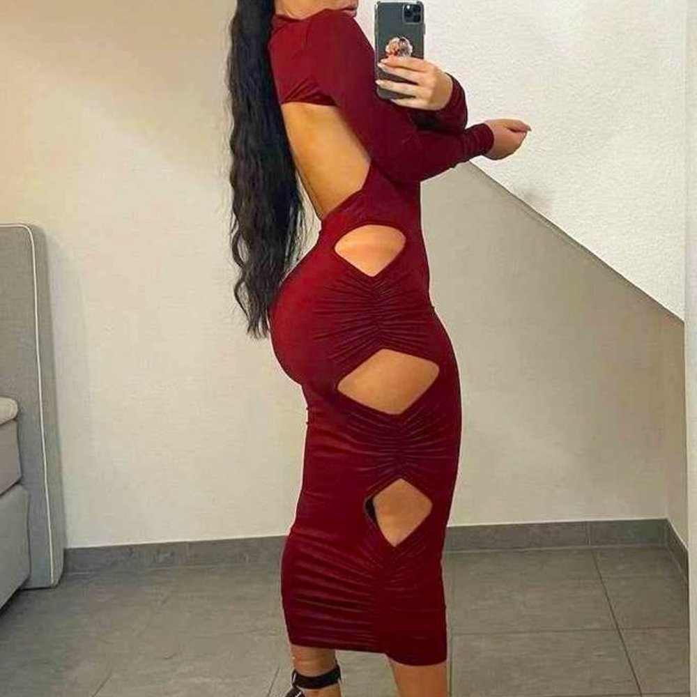 Fashion Nova Maroon Dress size medium
